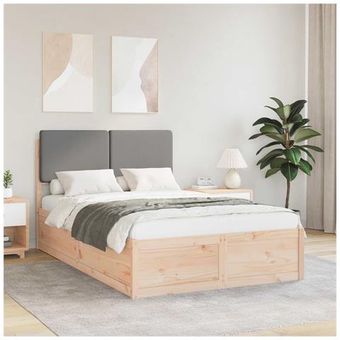 Letto con Testiera Rivestita Grigio chiaro 120 x 200 cm - Foto 2