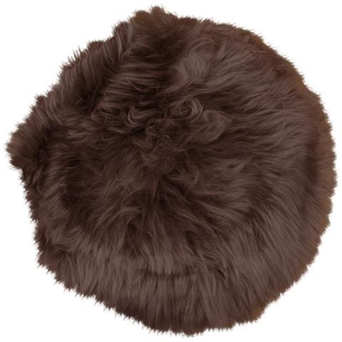 Cuscino Per Sedia In Pelle Di Agnello Marrone Ø35 Cm - Foto 1