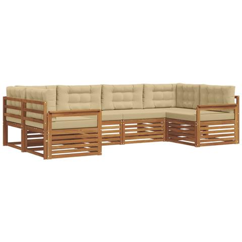 Set divani 6 pcs Naturale e Beige Legno di Acacia Massello - Foto 1