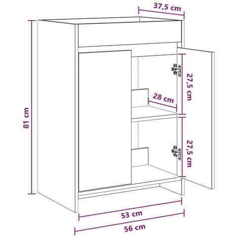Mobiletto da Bagno Sotto Lavabo Bianco 56 x 37,5 x 81 cm - Foto 7