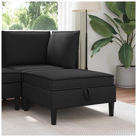 Pouf con Storage Nero Velluto - Foto 2
