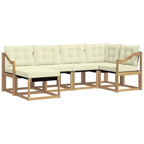 Set di divani da esterno con cuscino 6 pcs Bianco e Crema - Foto 1