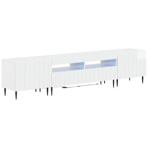 Mobile TV LED a 5 pezzi Bianco Lucido Legno ingegnerizzato - Foto 1