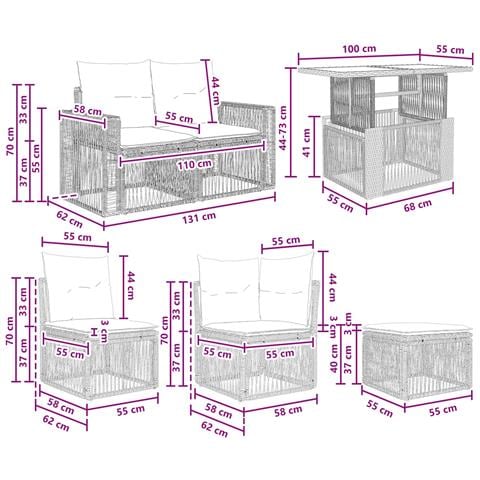 Set Divano da Giardino 12 pz Grigio e Grigio Scuro polyrattan - Foto 2