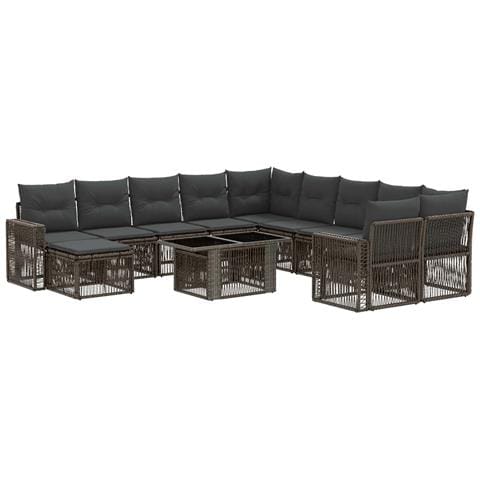 Set Divano da Giardino 12 pz Grigio e Grigio Scuro polyrattan - Foto 1