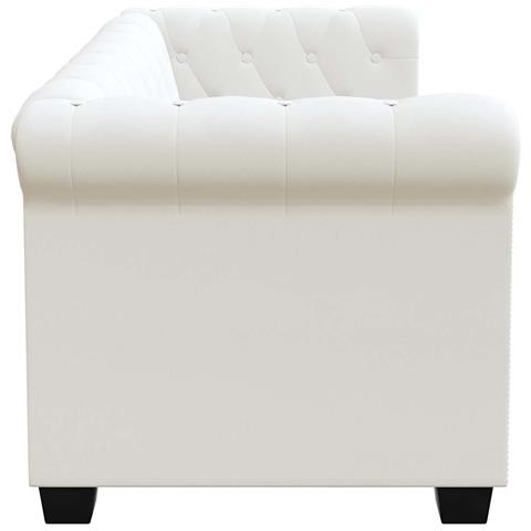 Divano Chesterfield a 2 Posti in Pelle Artificiale Bianco - Foto 5