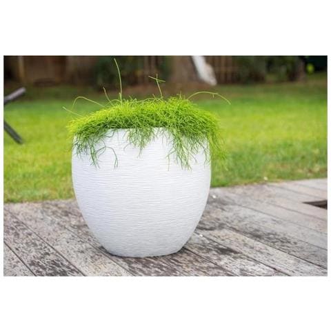 Vaso Per Fiori '' Egg'' - Bianco Cerato- Ø 50 X 45 Cm - Set Di 2 - Foto 1