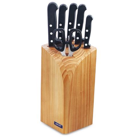 Serie Universal - Pacco Regalo Set Di Coltelli 6 Pezzi (5 Coltelli + 1 Forbici) - Lama Acciaio Inossidabile Nitrum - Manico Polioxymetilene (pom) - Legno Di Pino - Foto 1