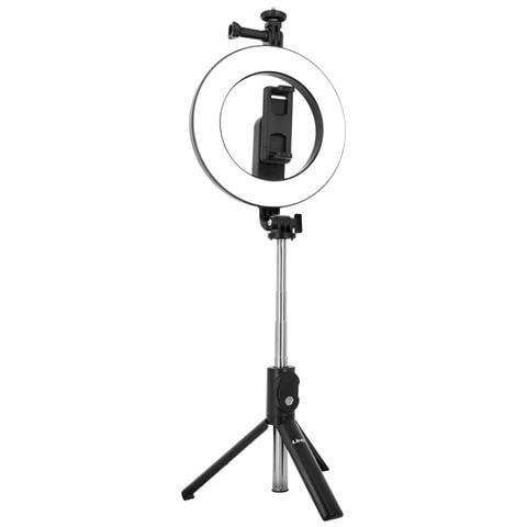 Asta Da Selfie Smartphone Ring Light Treppiedi Comando Bluetooth Nera - Foto 10