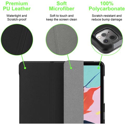 Cadorabo Custodia Per Tablet Compatibile Con Apple Ipad Pro 11 (11"" Zoll) 2020 In Nero Satin - Coperchio Protettiva Ultra Sottile Con Funzione Auto Wake Up E Stand - Foto 2