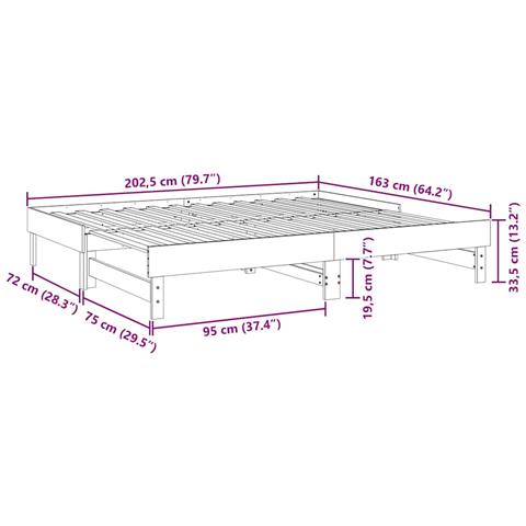 Dormeuse Estraibile Bianca 2x (80x200) Cm Legno Massello Di Pino - Foto 2