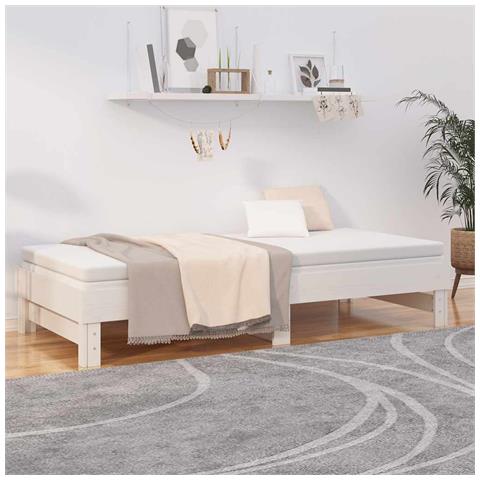 Dormeuse Estraibile Bianca 2x (80x200) Cm Legno Massello Di Pino - Foto 10