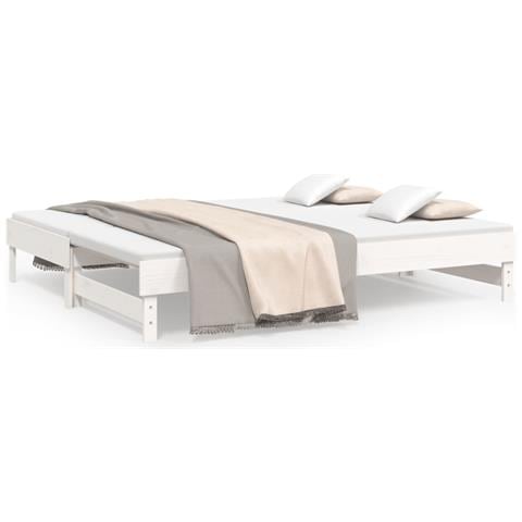Dormeuse Estraibile Bianca 2x (80x200) Cm Legno Massello Di Pino - Foto 1