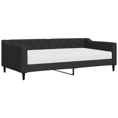 Divano Letto Con Materasso Nero 100x200 Cm In Tessuto - Foto 1