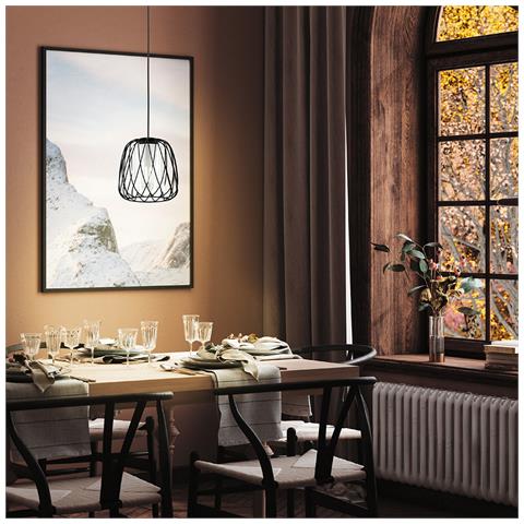 Lampadario Industrial Floresta 1 Luce Acciaio Nero - Foto 1