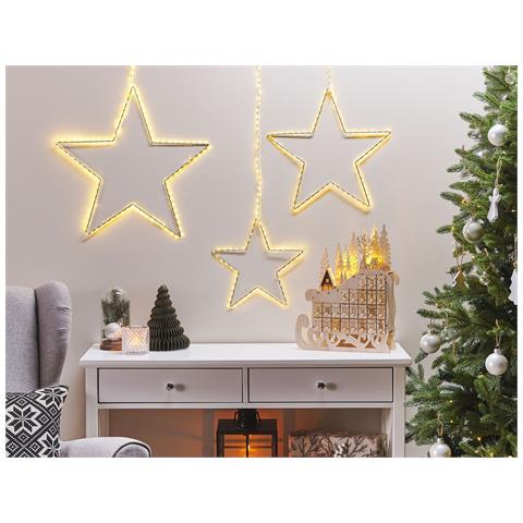 Set Di 3 Decorazioni Da Appendere Stella Kunnari Metallo 50/40/30 Cm Argento - Foto 1