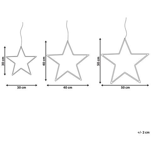 Set Di 3 Decorazioni Da Appendere Stella Kunnari Metallo 50/40/30 Cm Argento - Foto 6