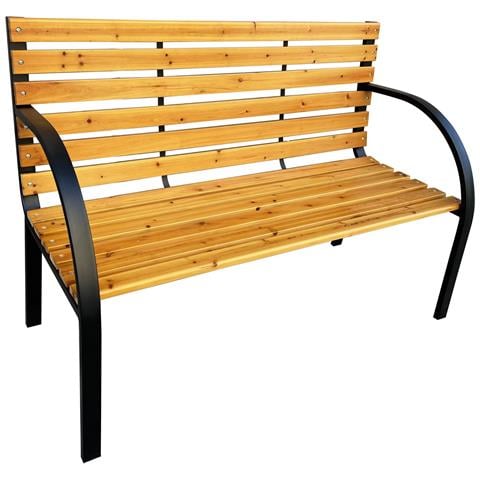 Panchina da Giardino DALIA con Legno Laccato e Gambe in Acciaio, Colore Marrone e Nero - Foto 1