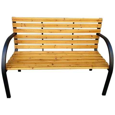 Panchina da Giardino DALIA con Legno Laccato e Gambe in Acciaio, Colore Marrone e Nero - Foto 2