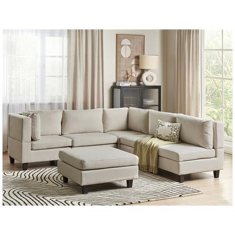 5 Posti Unstad Tessuto Beige Chiaro Con Ottomana Lato Destro - Foto 1