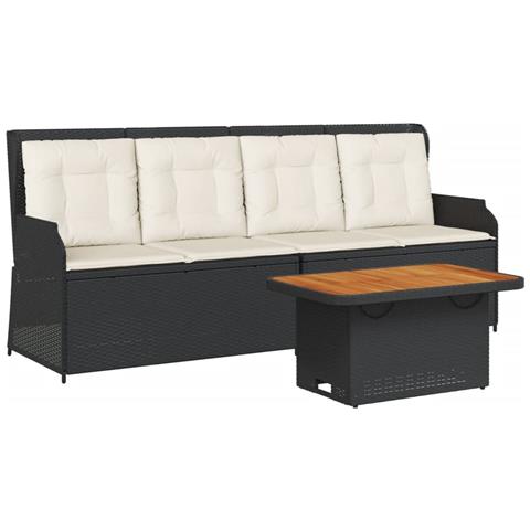 Set Divani Da Giardino 3 Pz Con Cuscini Nero In Polyrattan - Foto 1