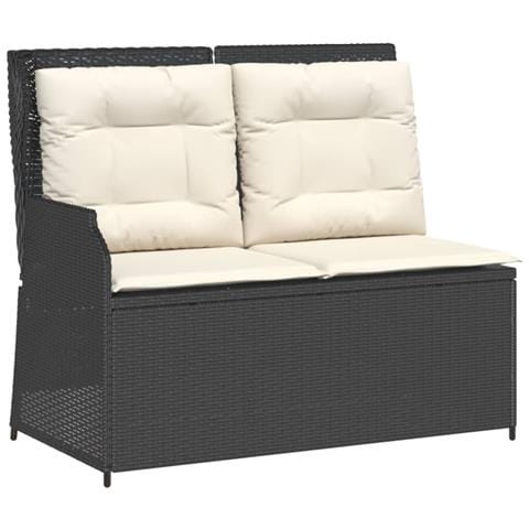 Set Divani Da Giardino 3 Pz Con Cuscini Nero In Polyrattan - Foto 2