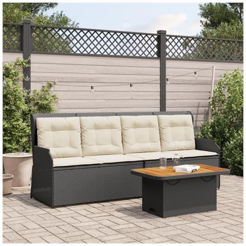 Set Divani Da Giardino 3 Pz Con Cuscini Nero In Polyrattan - Foto 8