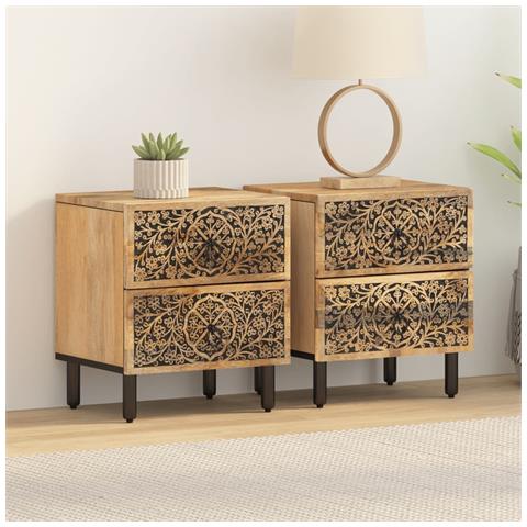 Comodini 2pz 40x33x46 Cm In Legno Massello Di Mango - Foto 3