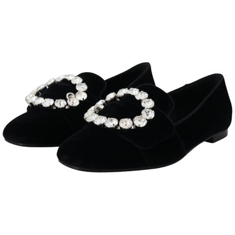 Mocassini In Velluto Nero Con Cristalli - Eu36/us5.5 - Foto 5