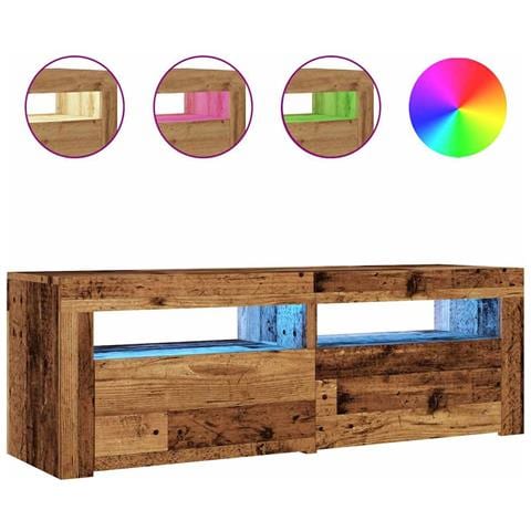 Mobile Porta TV con LED Legno Antico 120x35x40 cm Multistrato - Foto 1