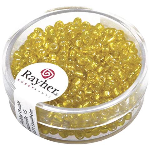 Rayher - 16 Grammi - Perline In Vetro Rotonde Con Foro Argentato Ø2,6mm - Colore Giallo - Foto 1