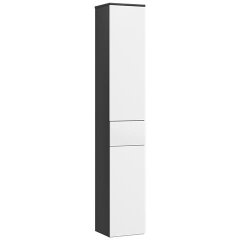 Colonna Bagno Salvaspazio in Legno con 2 Armadietti e Cassetto, 30x28x180 cm, Nero - Foto 1