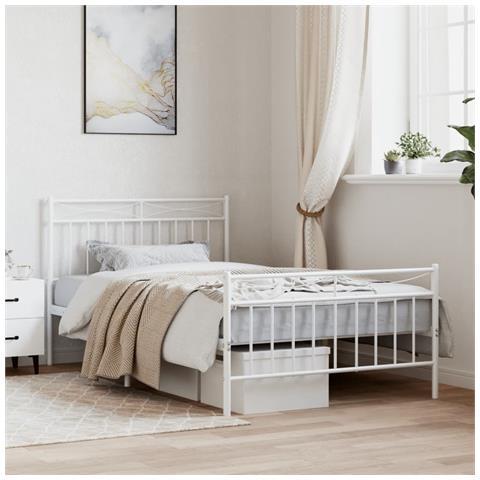 Giroletto Con Testiera E Pediera Metallo Bianco 107x203 Cm - Foto 1