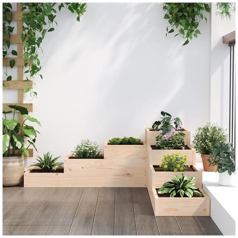 Fioriera Giardino 4 Ripiani 106x104,5x36cm Legno Massello Pino - Foto 3