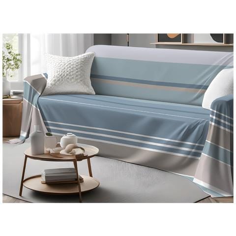 Telo Arredo Granfoulard Copritutto Salvadivano 100% Cotone Dis. Scia Singolo Azzurro - Foto 1