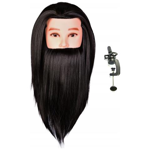 Testa Di Allenamento Maschile Con Barba Mark Nera, Termica+ Impugnatura, Pettine Per Parrucchieri, Testa Per Esercizi - Foto 1