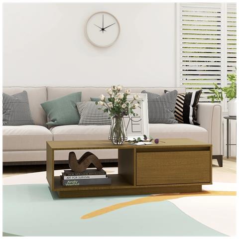 Lusso Casadino - Tavolino Marrone Ambra 110x50x33,5 Cm In Legno Massello Di Pino - Foto 2