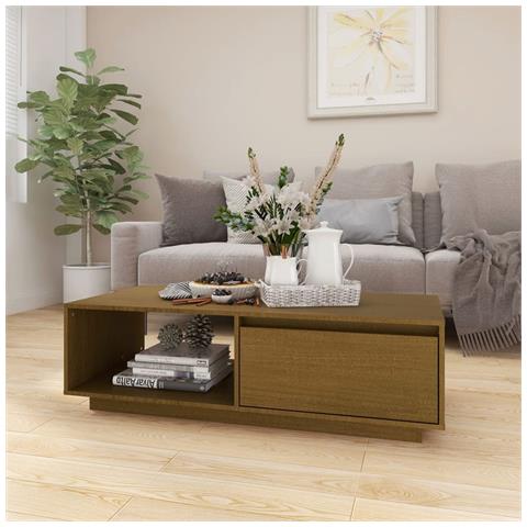 Lusso Casadino - Tavolino Marrone Ambra 110x50x33,5 Cm In Legno Massello Di Pino - Foto 8