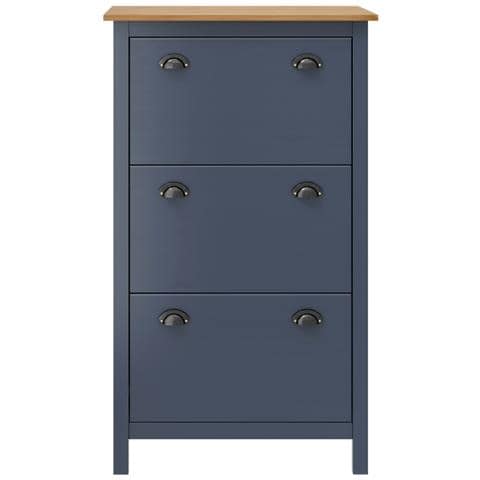 Scarpiera Hill Grigia 72x35x124 Cm Legno Massello Di Pino - Foto 1