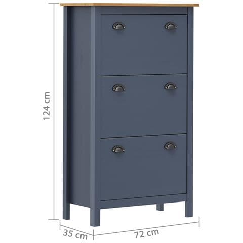 Scarpiera Hill Grigia 72x35x124 Cm Legno Massello Di Pino - Foto 4