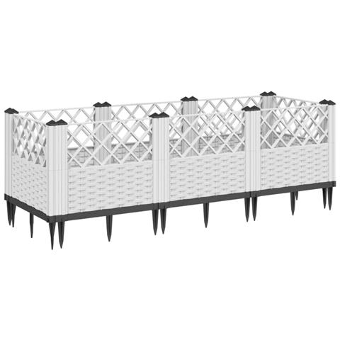 Lusso Casadino - Fioriera Da Giardino Con Picchetti Bianca 123,5x43,5x43,5 Cm Pp - Foto 1