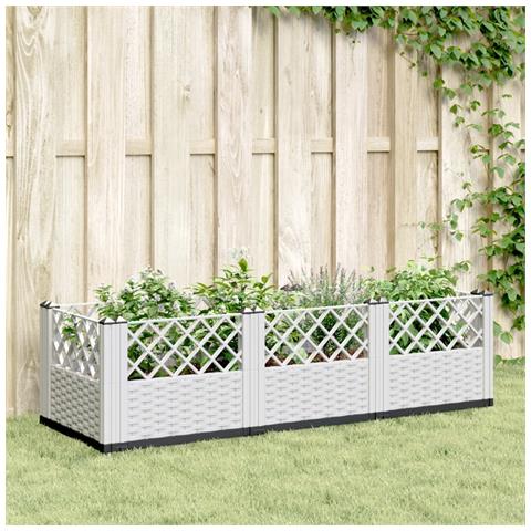 Lusso Casadino - Fioriera Da Giardino Con Picchetti Bianca 123,5x43,5x43,5 Cm Pp - Foto 8