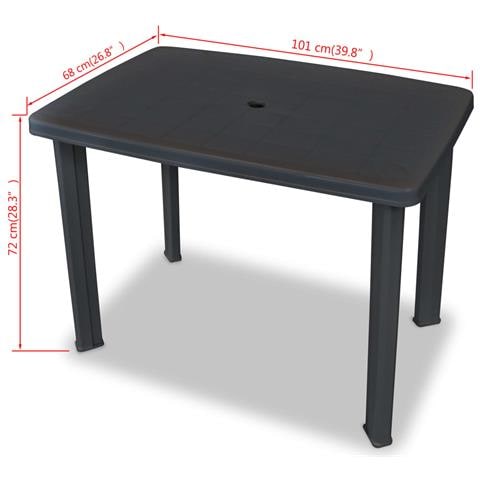 Lusso Casadino - Tavolo Da Giardino Antracite 101x68x72 Cm In Plastica - Foto 5