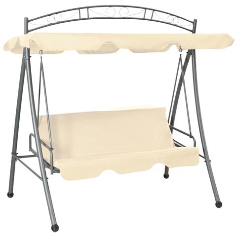 Panchina A Dondolo Convertibile Con Baldacchino Bianco Sabbia - Foto 2