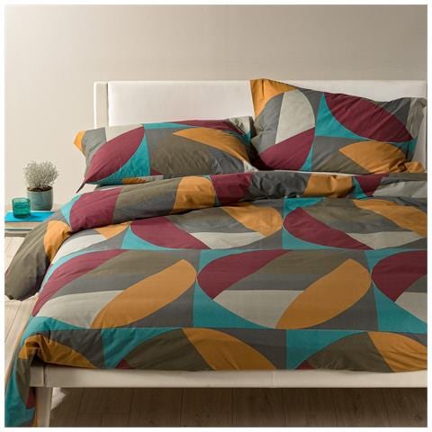 Sacco Copripiumino Con Federe Colorama In Cotone Colore Rosso Misura Matrimoniale - Foto 1