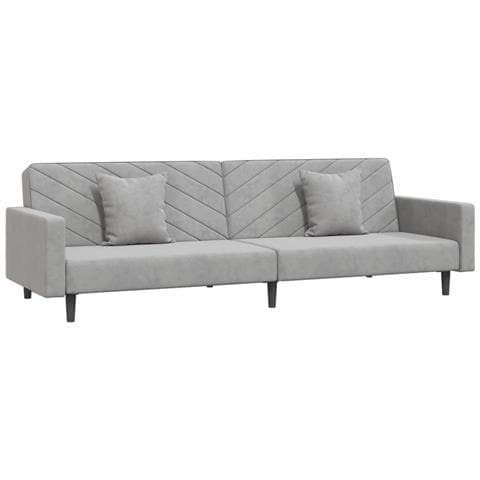 Divano Letto a 2 Posti con 2 Cuscini Grigio Chiaro in Velluto - Foto 1