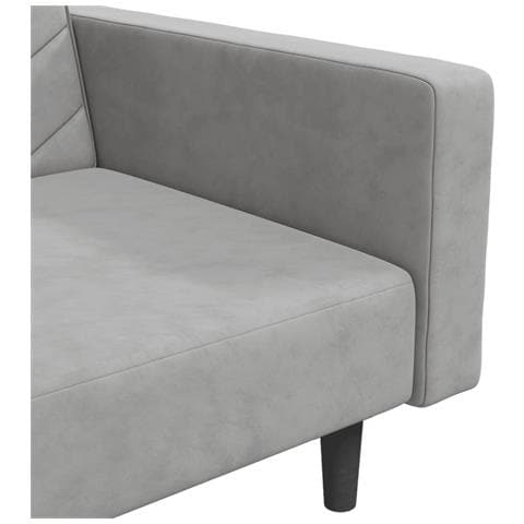 Divano Letto a 2 Posti con 2 Cuscini Grigio Chiaro in Velluto - Foto 9