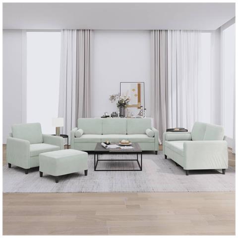 Set di Divani 4 pz con Cuscini Grigio Chiaro in Velluto - Foto 2