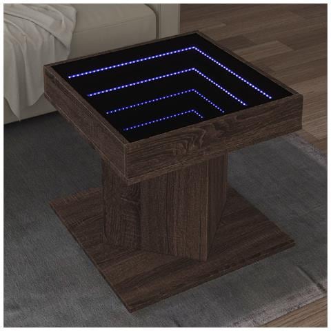 Tavolino Salotto con LED Rovere Marrone 50x50x45 cm Multistrato - Foto 2