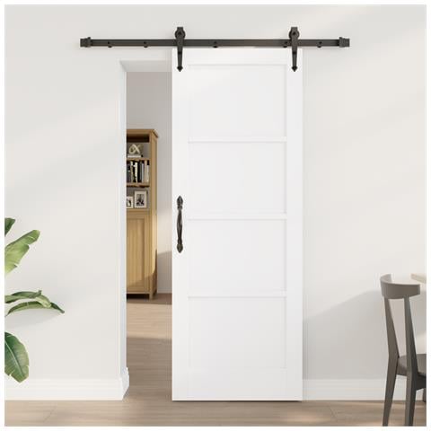 Porta scorrevole con set di hardware 'ORKDAL'Legno solido bianco di pino, Porta interna  'ORKDAL'Bianca 73.5x198.5x4 cm Legno solido di pino - Foto 2